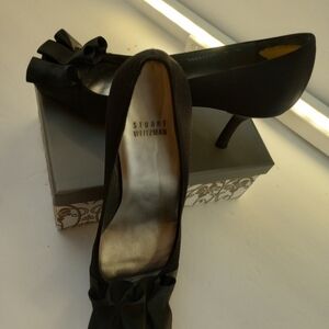 Stuart Weitzman black satin heels, sz 8